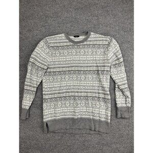 Rails Sweater Mens XL Gray Cotton Nylon Wool Fair Isle Crewneck Knit Pullover